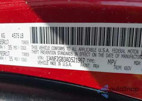 2010 Jeep Patriot Sport from USA, damaged, VIN 1J4NF2GB3AD521967